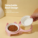 Elevated Ceramic Two-Bowl Pet Feeding Set with Stand