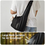 Faux Leather Mesh Crossbody Pet Carrier for Small Cats and Dogs