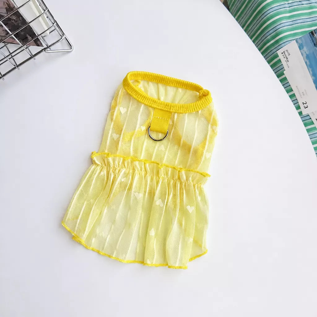 Silk Heart Cutout Ruffle Dress for Small Dogs & Cats