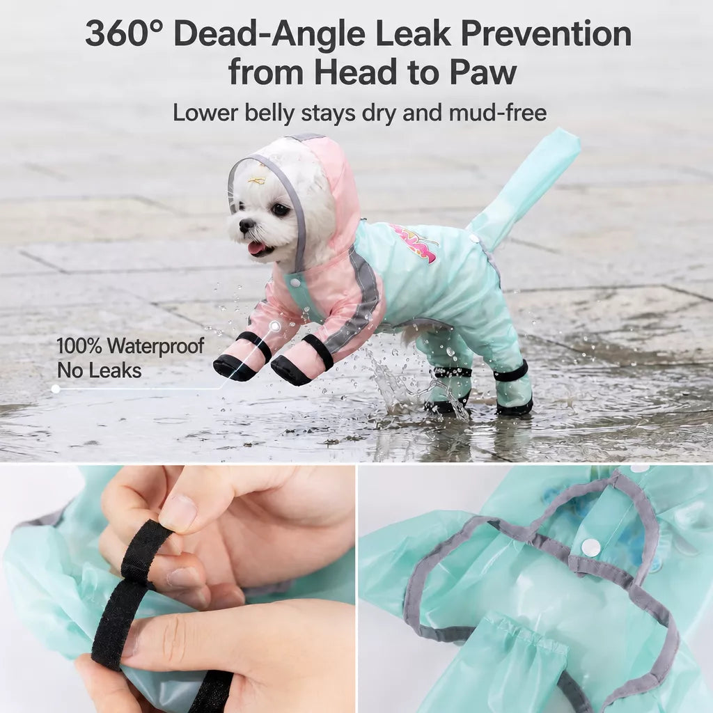 Waterproof Four-Leg Raincoat for Small Dogs