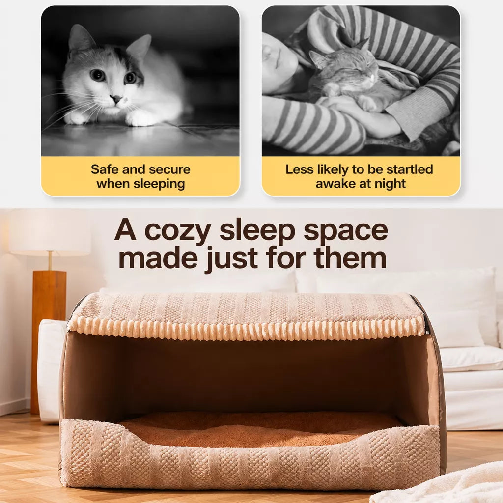 Enclosed Cat & Dog Bed with Removable, Washable Pad