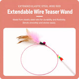 Steel Wire Cat Teaser Wand with Feather and Bell