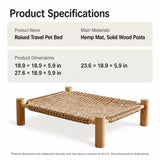 Elevated Linen Pet Bed with Solid Wood Frame