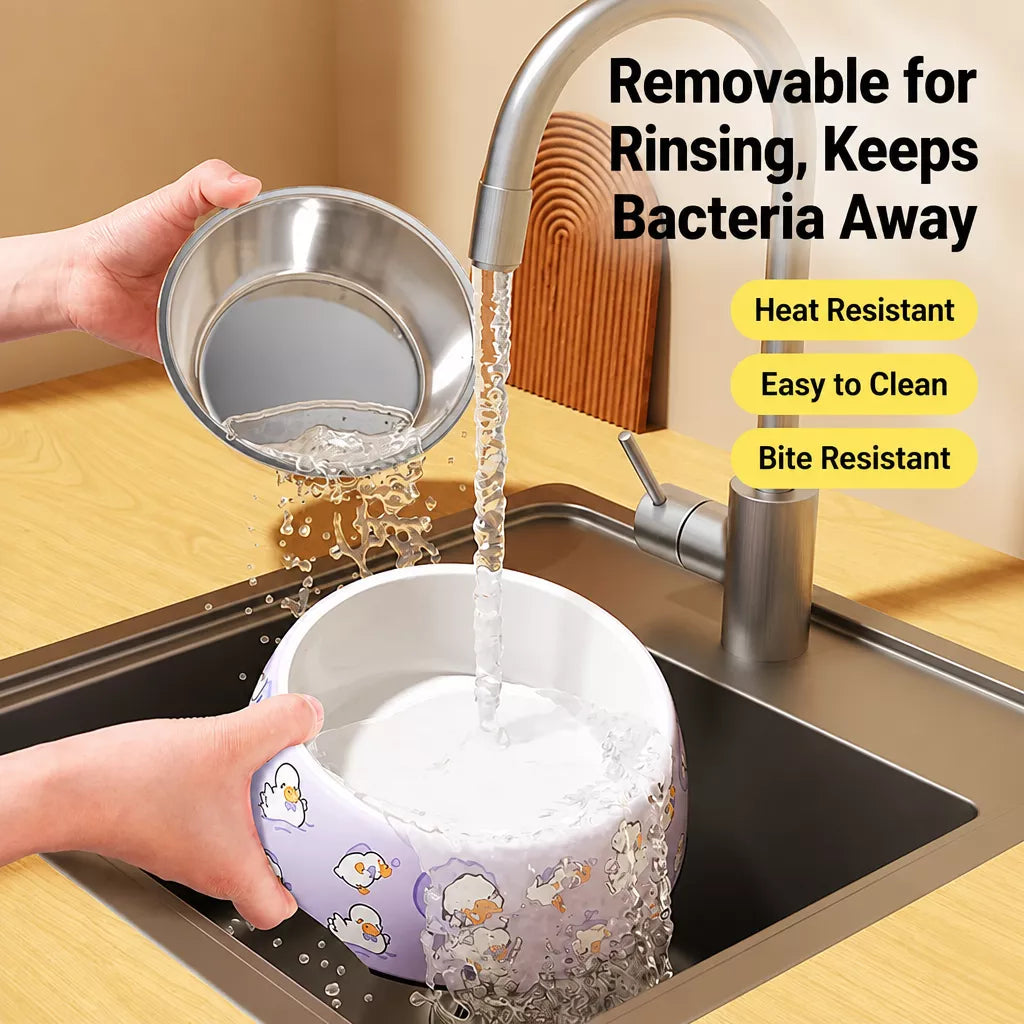 Tip-Resistant Stainless Steel Pet Bowl for Dogs and Cats