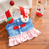 Cotton Denim-Style Pet Dress with Harness and Leash