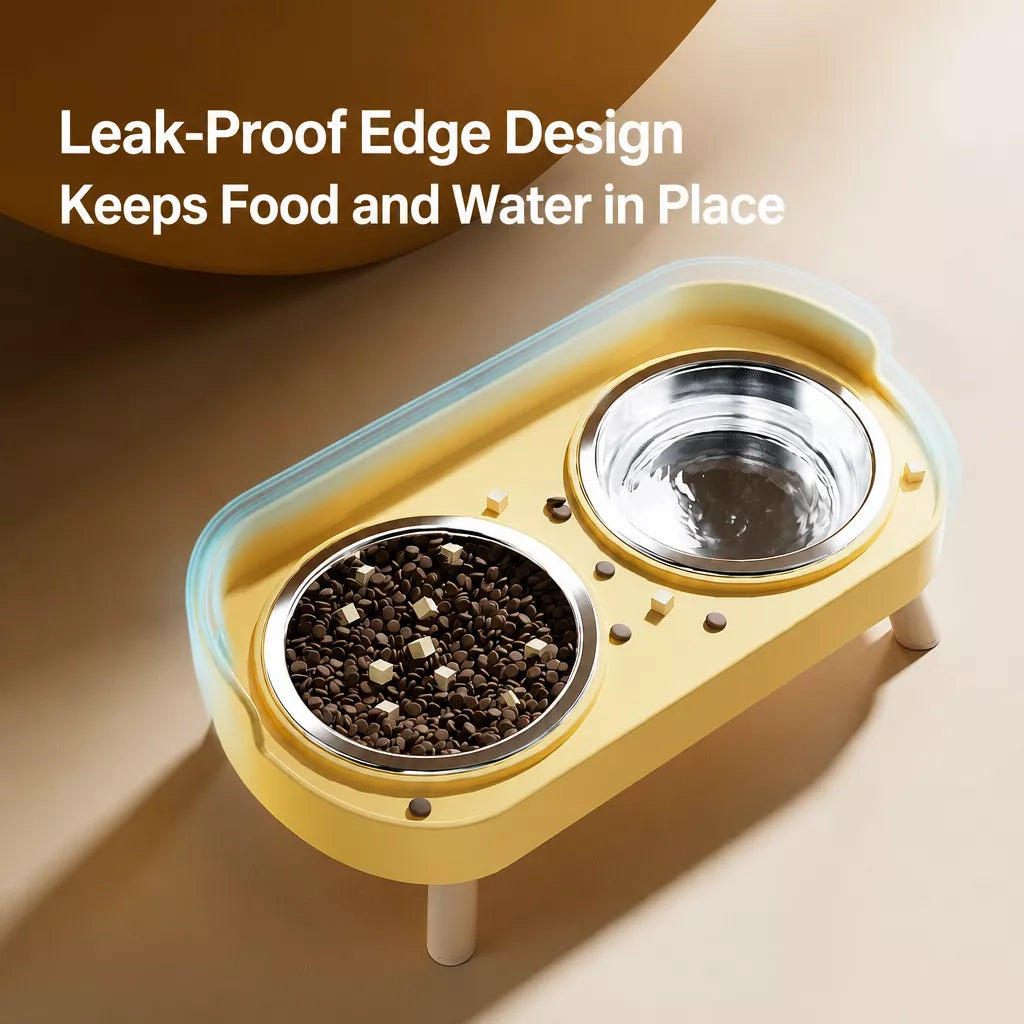 Stainless Steel Dog Bowl with Plastic Stand for Small Dogs
