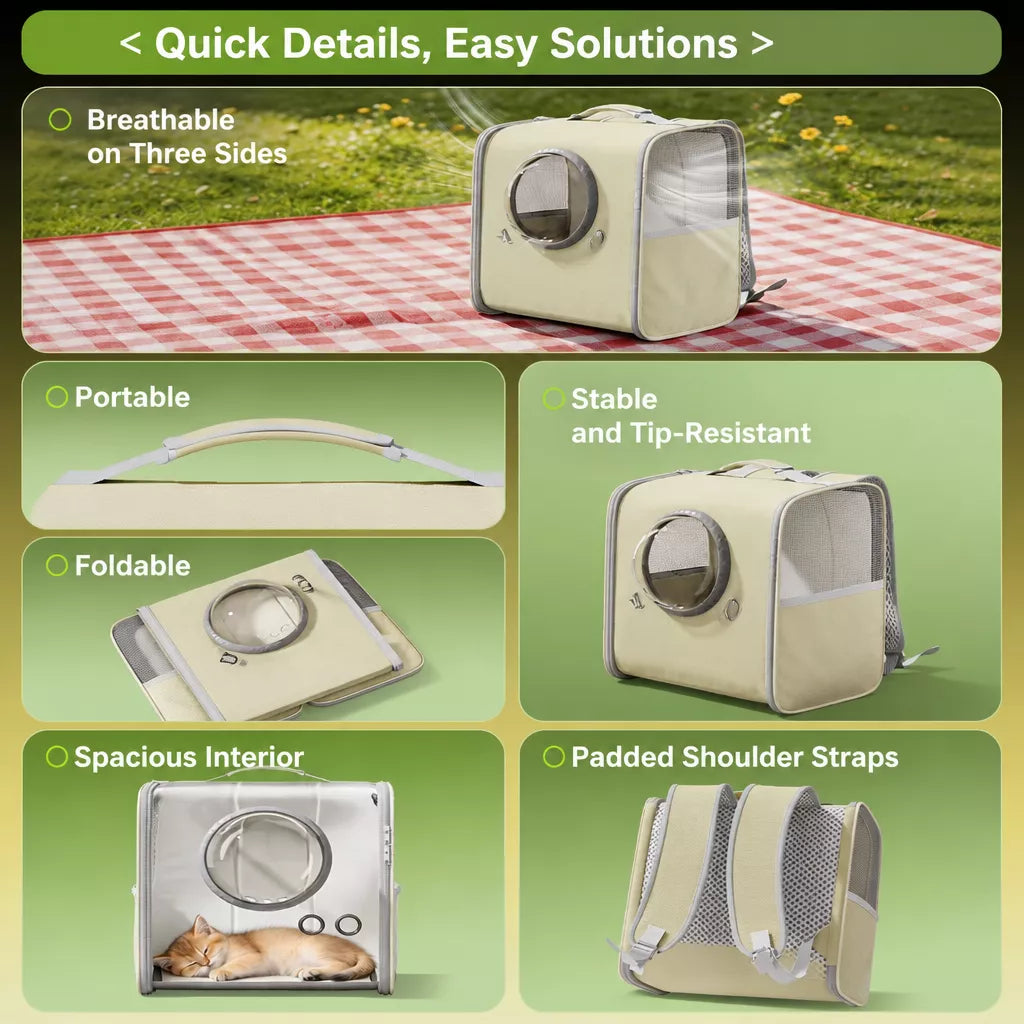 Breathable Pet Carrier Backpack for Cats and Small Dogs