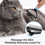 Double-Sided Dematting & Deshedding Brush for Dogs and Cats
