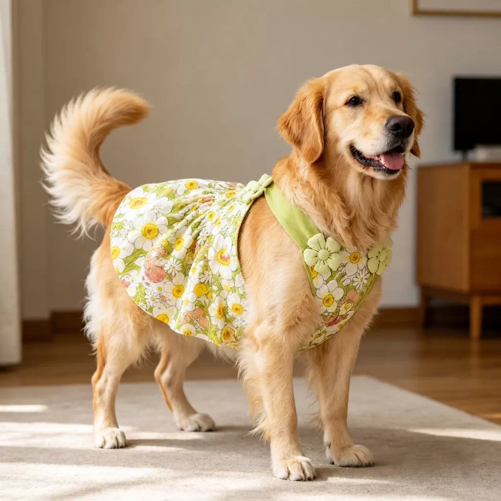 Summer Dog Dress with Shoulder Straps for Medium to Large Dogs