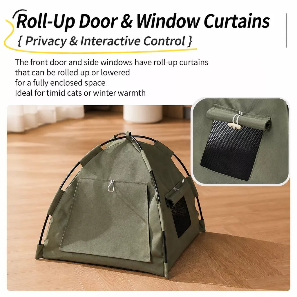 Semi-Enclosed Pet Tent Bed with Window for Small Dogs and Cats