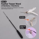 Cat Teaser Wand with Interchangeable Feather Attachments