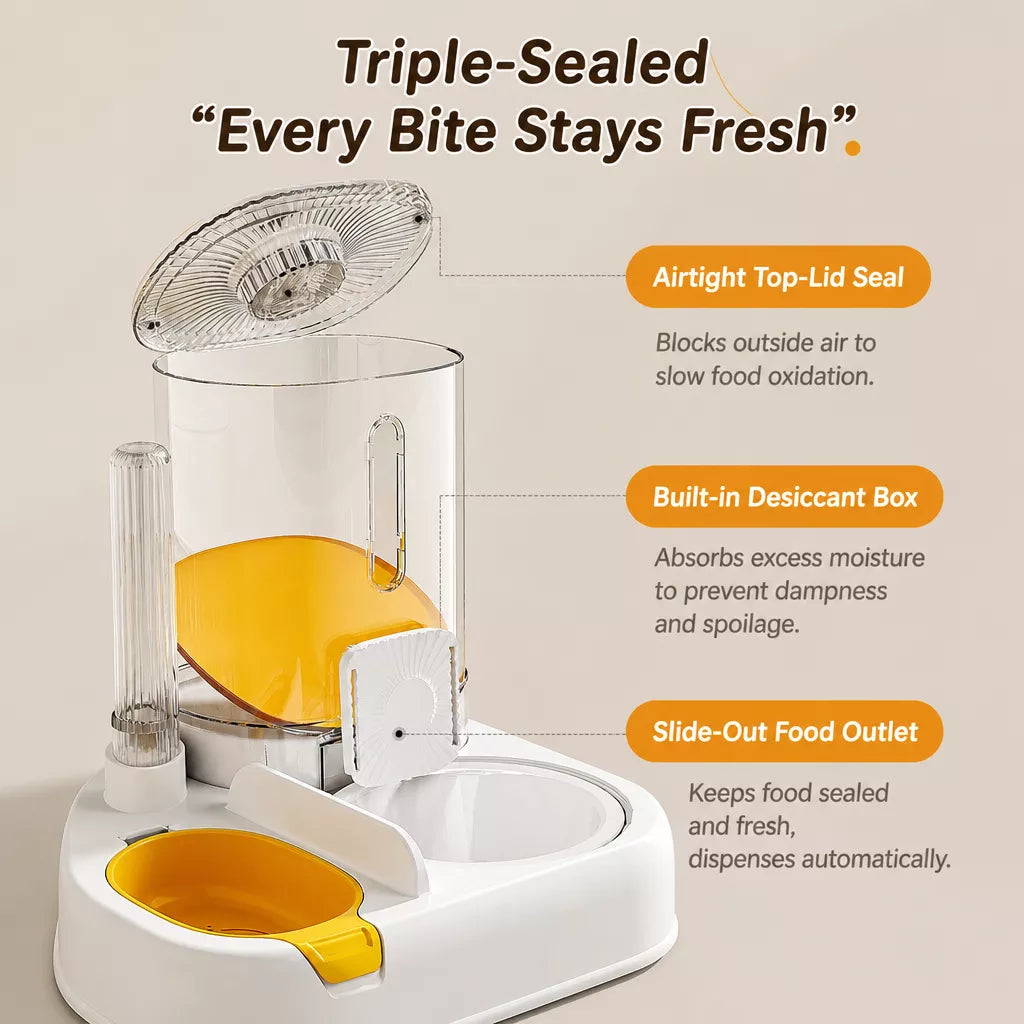 Automatic Pet Feeder with Dual Food and Water Bowls