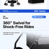 Foldable Pet Stroller with Removable Carrier and Tray