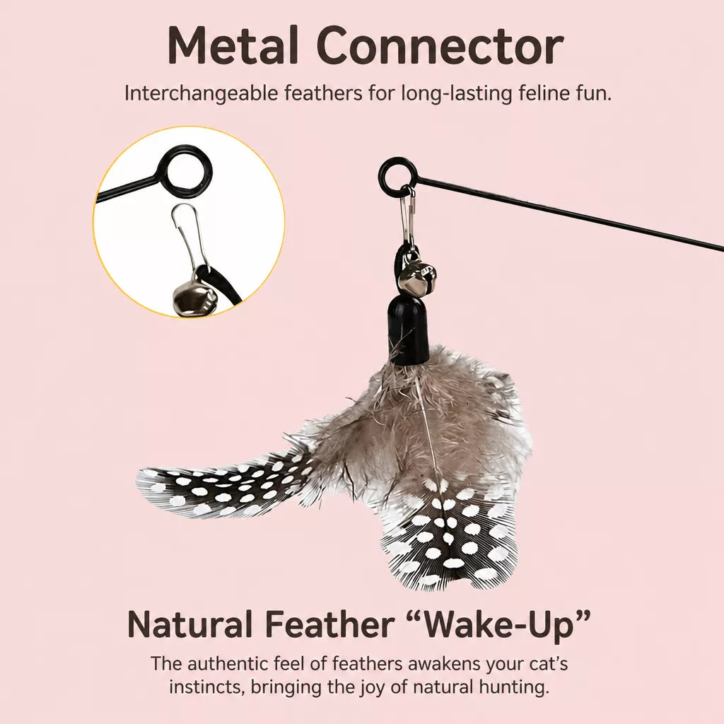 Cat Wand Toy with Feather Replacement Heads