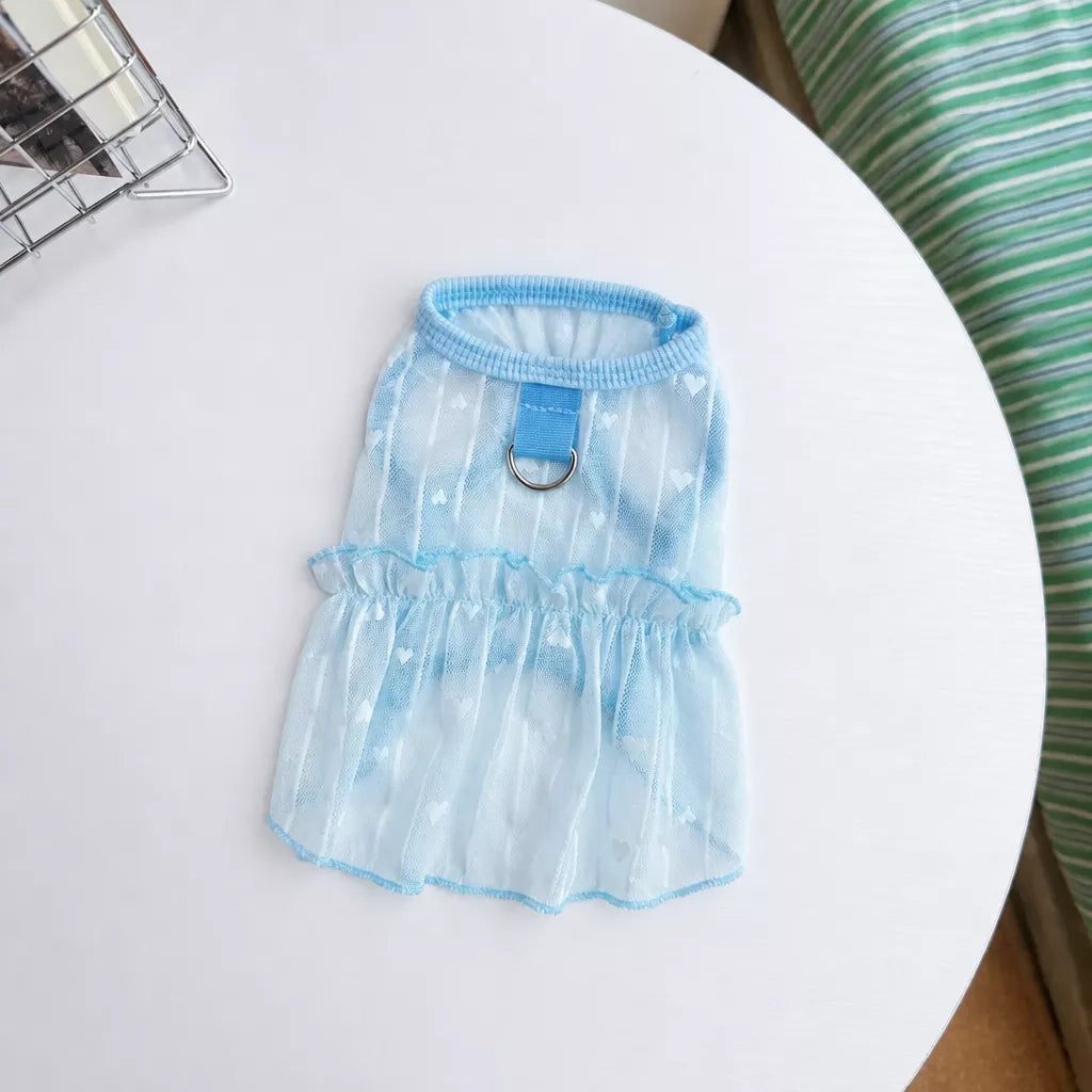 Silk Heart Cutout Ruffle Dress for Small Dogs & Cats