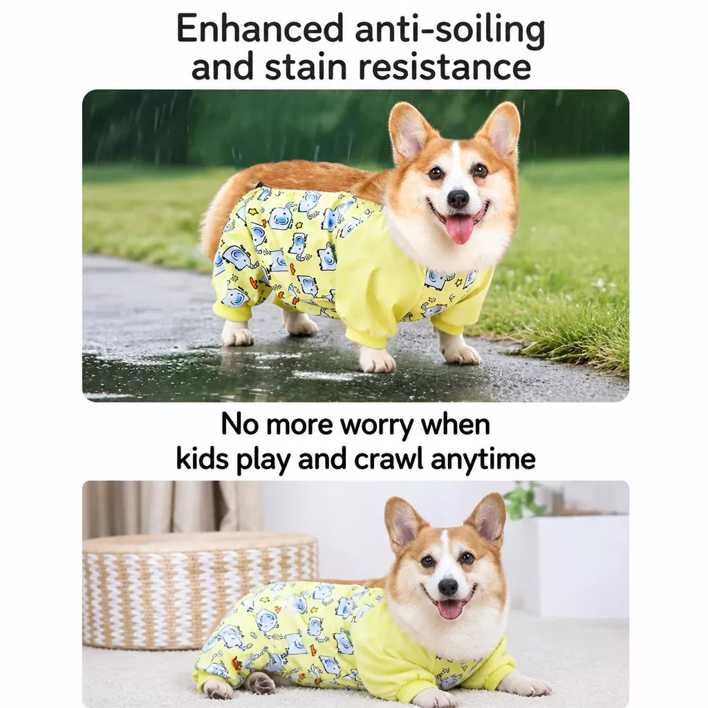 Waterproof Four-Leg Dog Raincoat with Belly Coverage