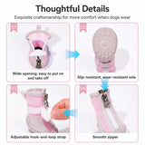 Oxford Cloth Small Dog Shoes with Zipper Closure