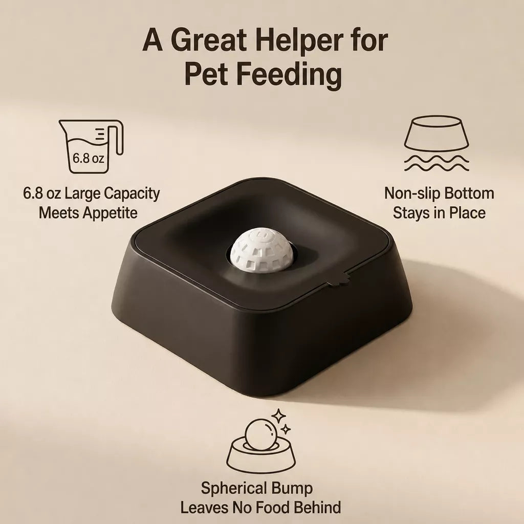 Pet Slow Feeder Bowl with Lick Ball and Water Dish