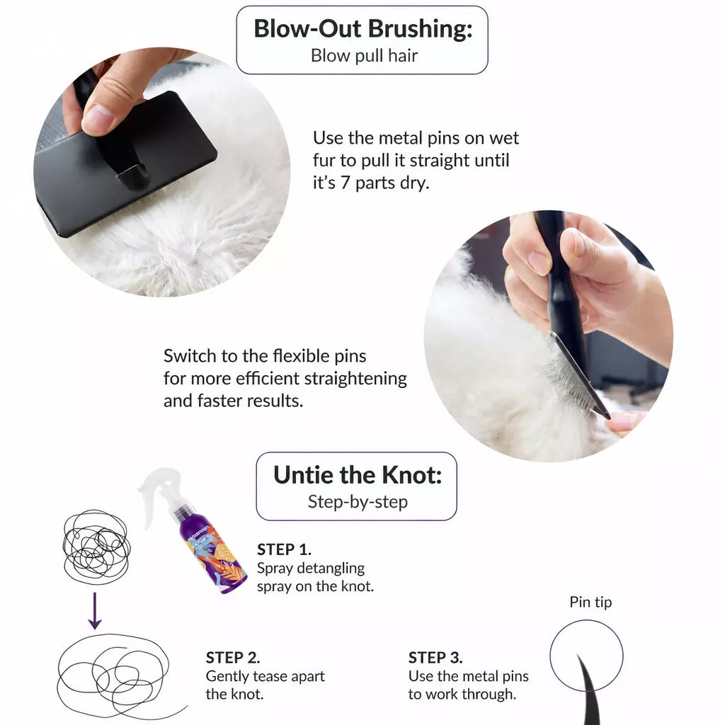 Pet Grooming Pin Brush for Long-Haired Cats and Dogs