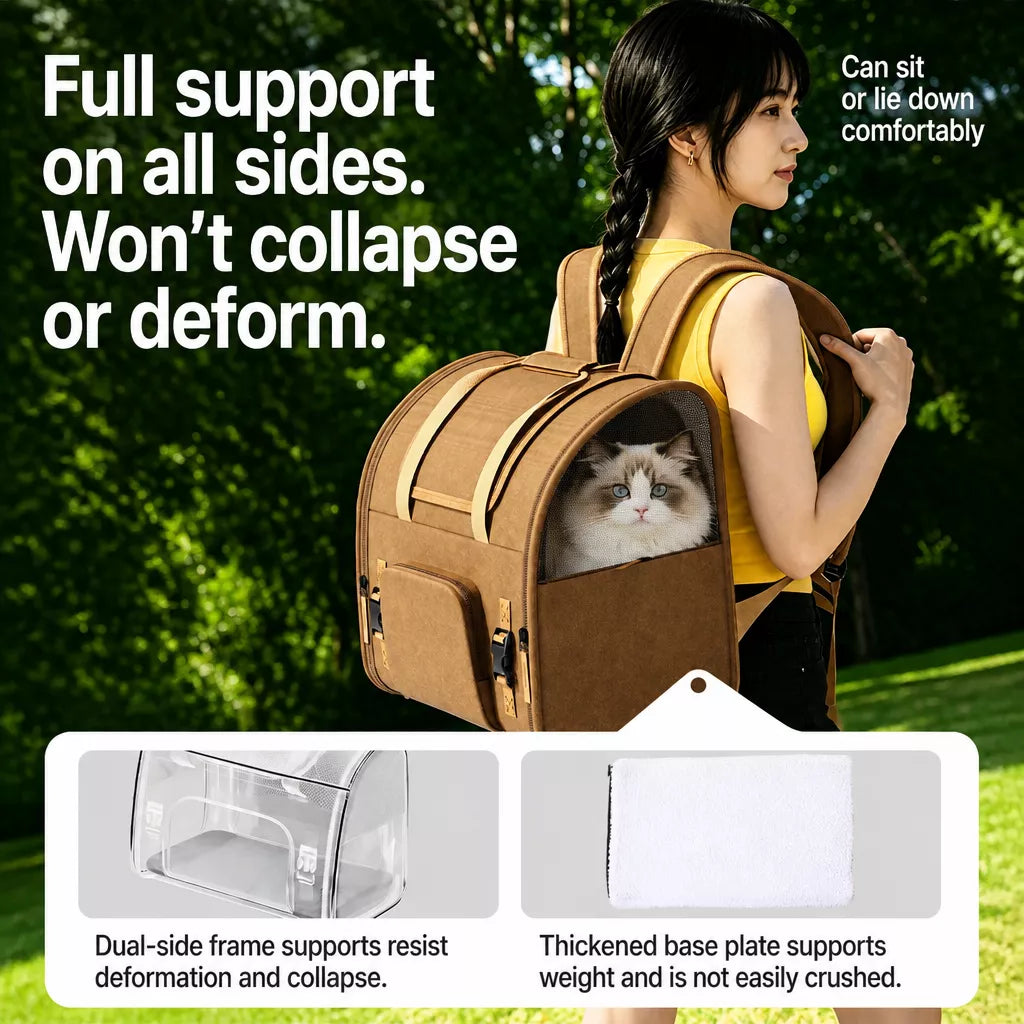 Expandable Cat Carrier Backpack with Ventilation