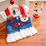 Cotton Denim-Style Pet Dress with Harness and Leash