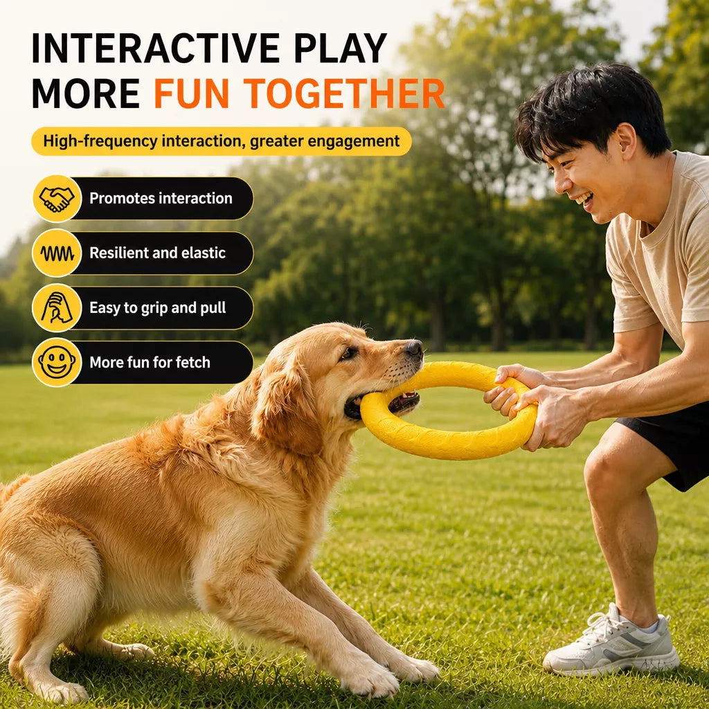 Silicone Dog Ring Toy for Fetch and Tug Play