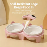 Elevated Ceramic Two-Bowl Pet Feeding Set with Stand