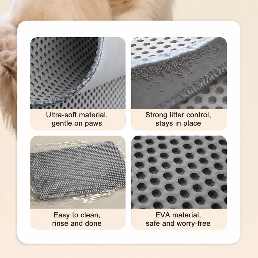 Double-Layer Cat Litter Mat with Cut-to-Fit Design