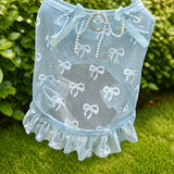 Lightweight Mesh Bow Pet Shirt with Leash Opening for Dogs & Cats
