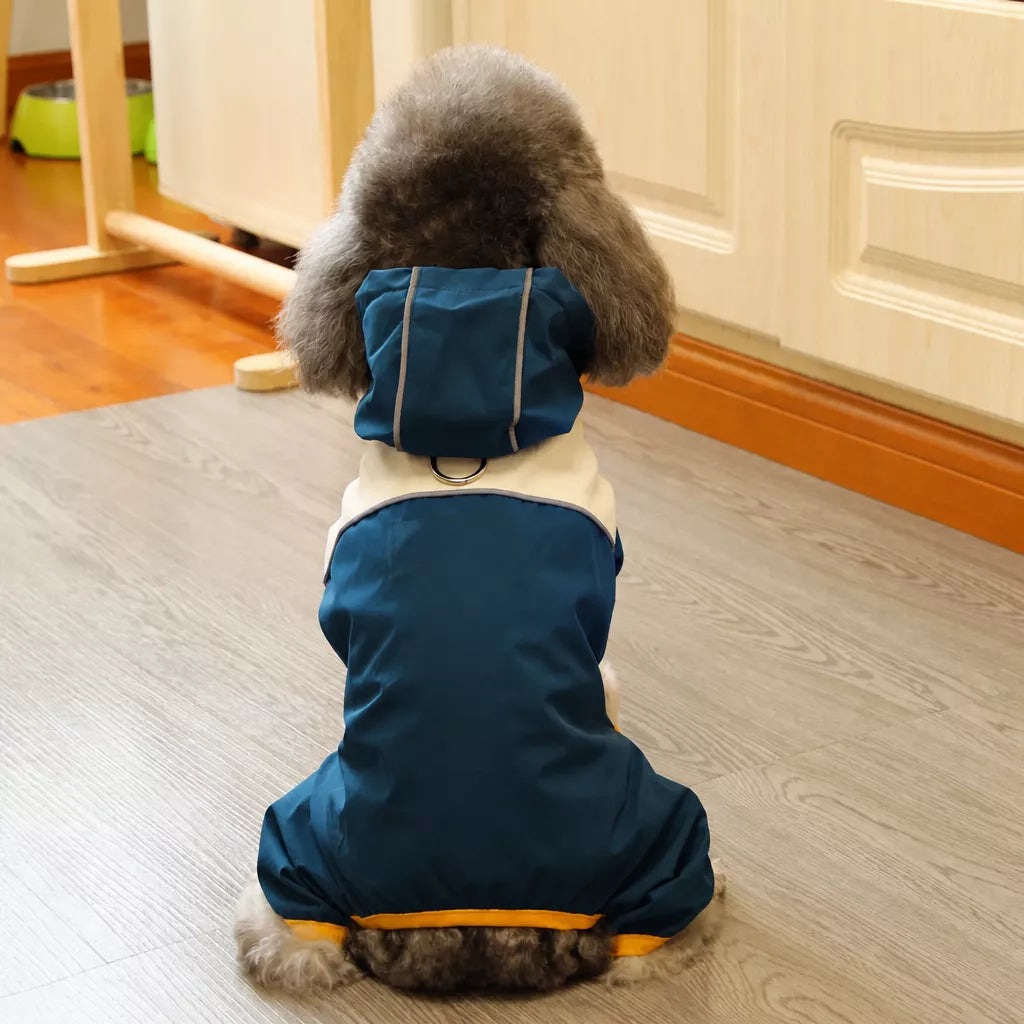 Four-Leg Polyester Dog Raincoat for Rainy-Day Walks