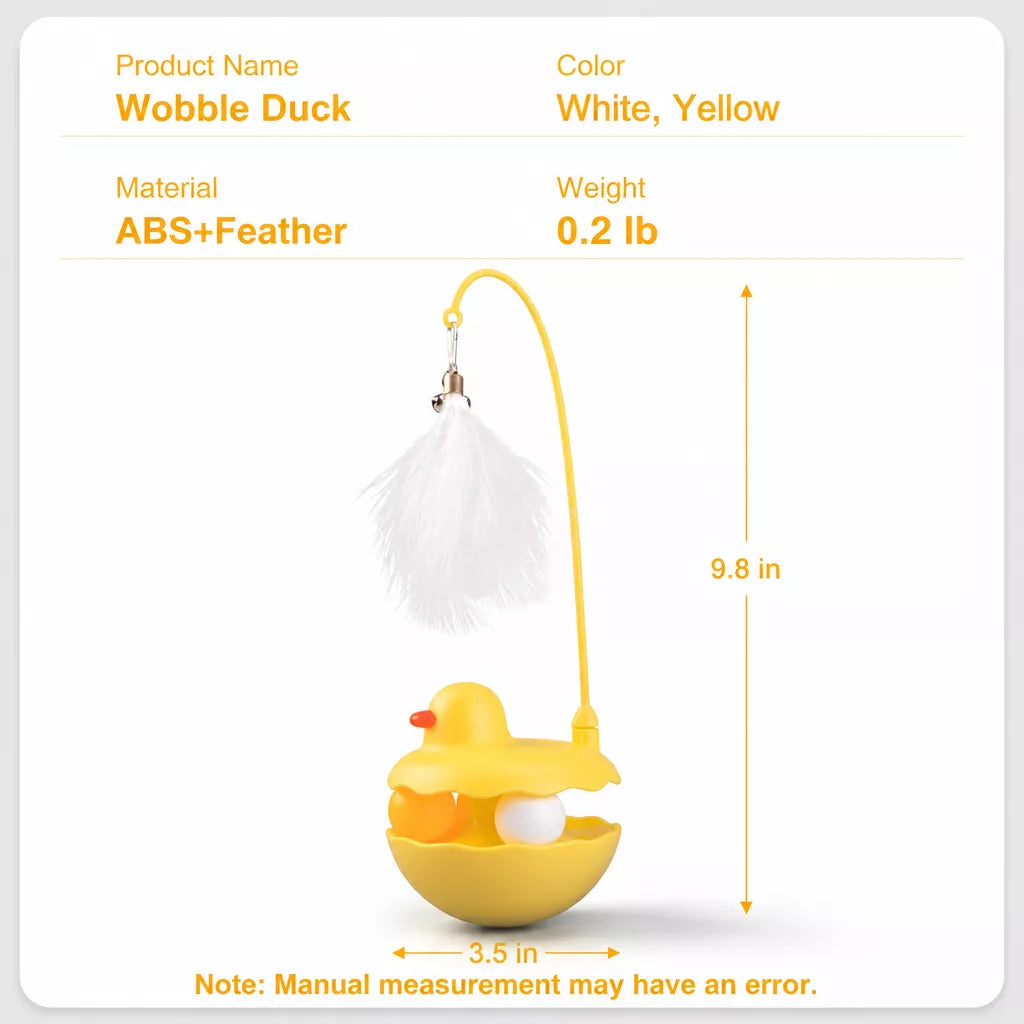 Interactive Wobble Cat Toy with Feather Teaser