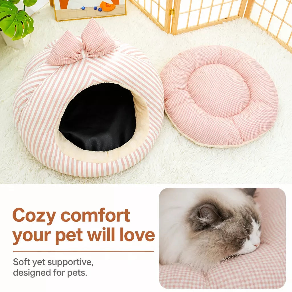 Covered Tent-Style Pet Bed for Cats and Puppies