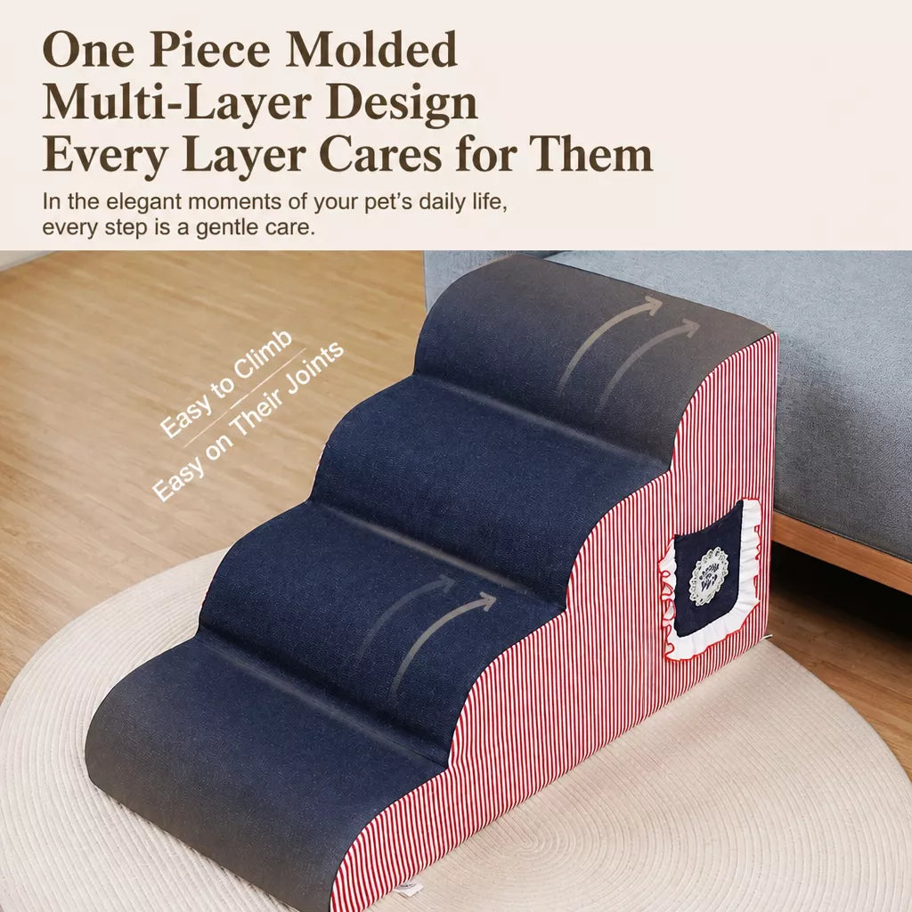 Pet Stairs for Small Dogs with Removable, Washable Design