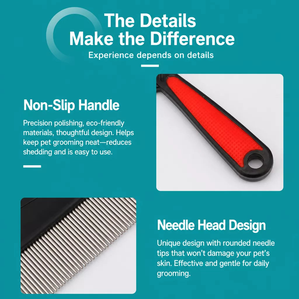 Fine-Tooth Flea Comb for Cats and Dogs