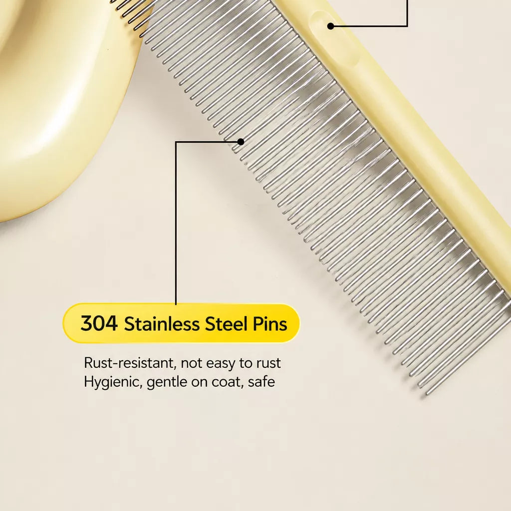 3-Piece Stainless Steel Pet Grooming Comb Set with Plastic Handles