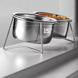 Stainless Steel Double Pet Bowls with Elevated Stand