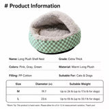 Semi-Enclosed Round Pet Bed for Cats and Dogs