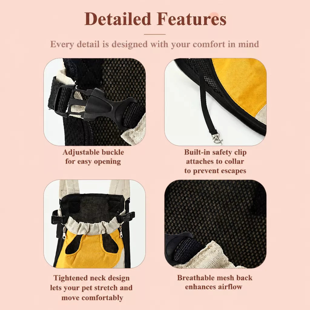 Front-Carry Pet Carrier Backpack for Small Dogs and Cats