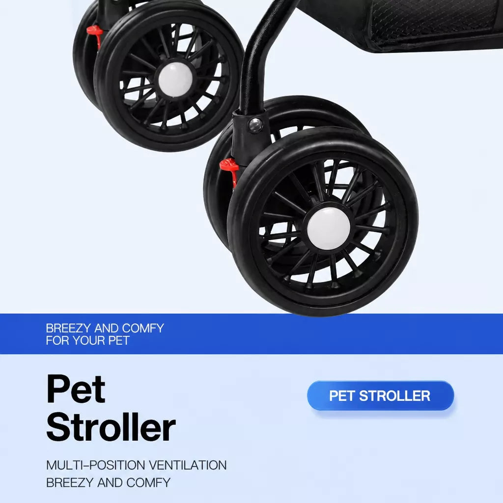 Foldable Pet Stroller with Removable Carrier and Tray