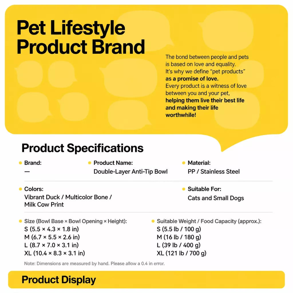 Tip-Resistant Stainless Steel Pet Bowl for Dogs and Cats
