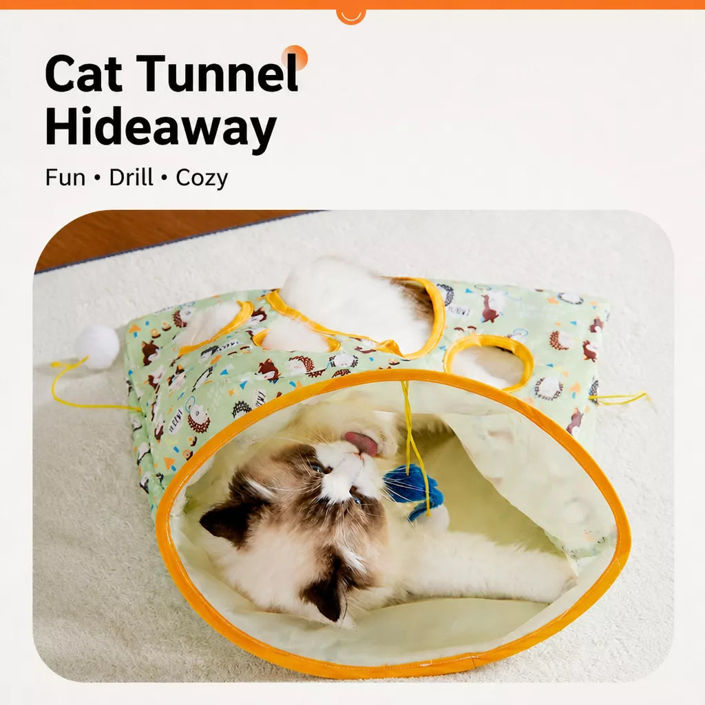 Foldable Oxford Cloth Cat Tunnel Toy with Crinkle Sound