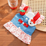 Cotton Denim-Style Pet Dress with Harness and Leash