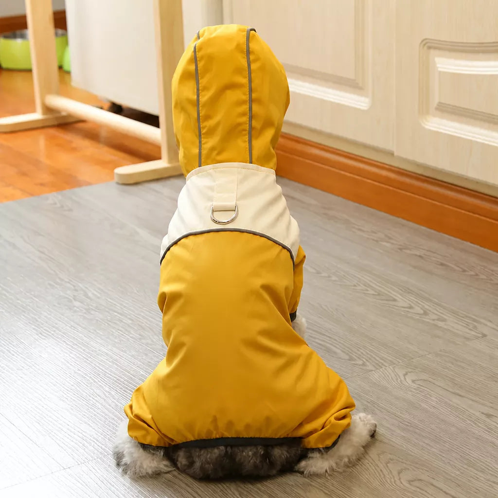 Four-Leg Polyester Dog Raincoat for Rainy-Day Walks