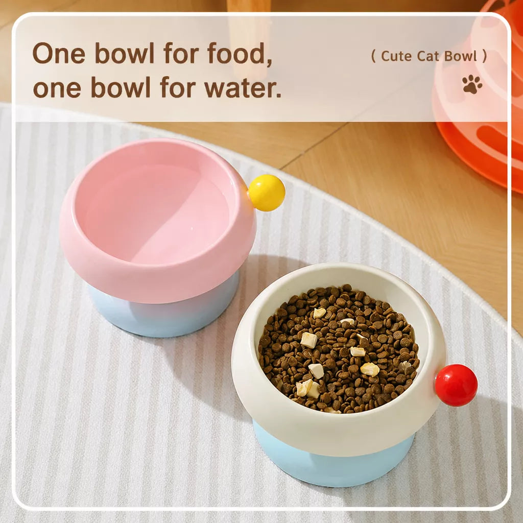 Pet Food & Water Bowl with Low-Profile Non-Slip Base