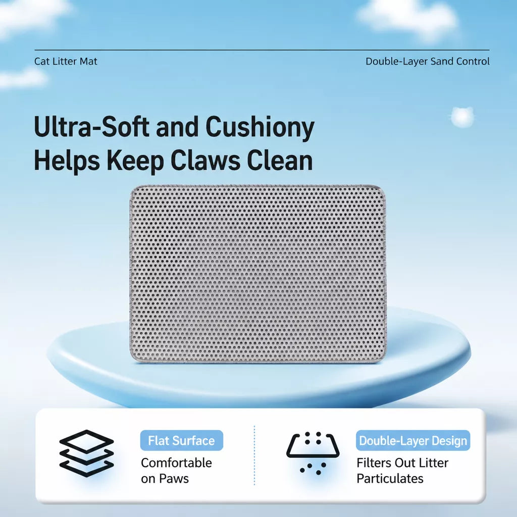 Double-Layer Cat Litter Mat with Cut-to-Fit Design