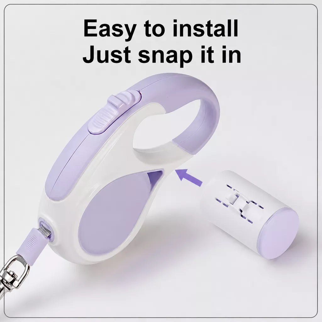 Retractable Dog Leash with Waste Bag Dispenser