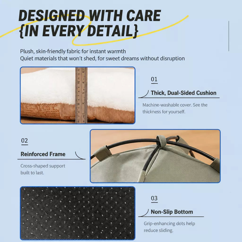 Semi-Enclosed Pet Tent Bed with Window for Small Dogs and Cats