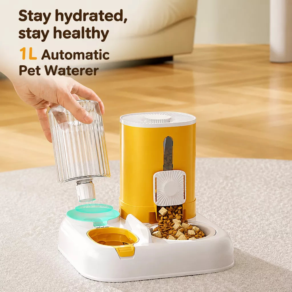 Automatic Pet Feeder with Dual Food and Water Bowls