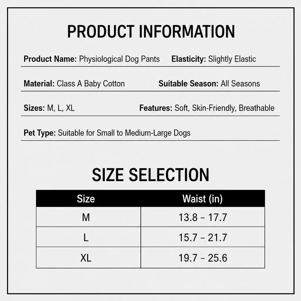 Cotton Dog Diaper for Female Dogs During Heat Cycles