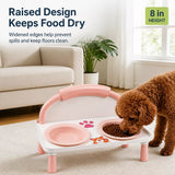 Elevated Double Pet Bowl Stand with Ceramic Bowls